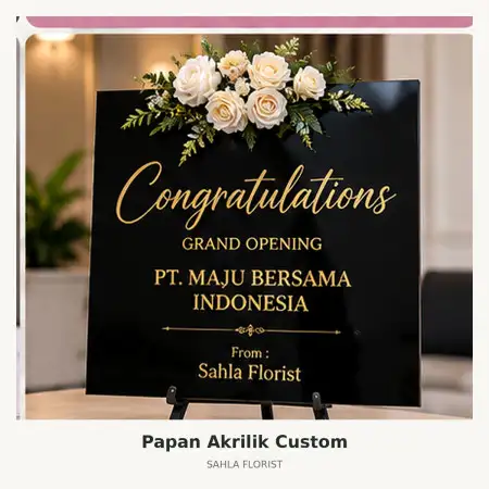 Papan Bunga Akrilik Condongcatur